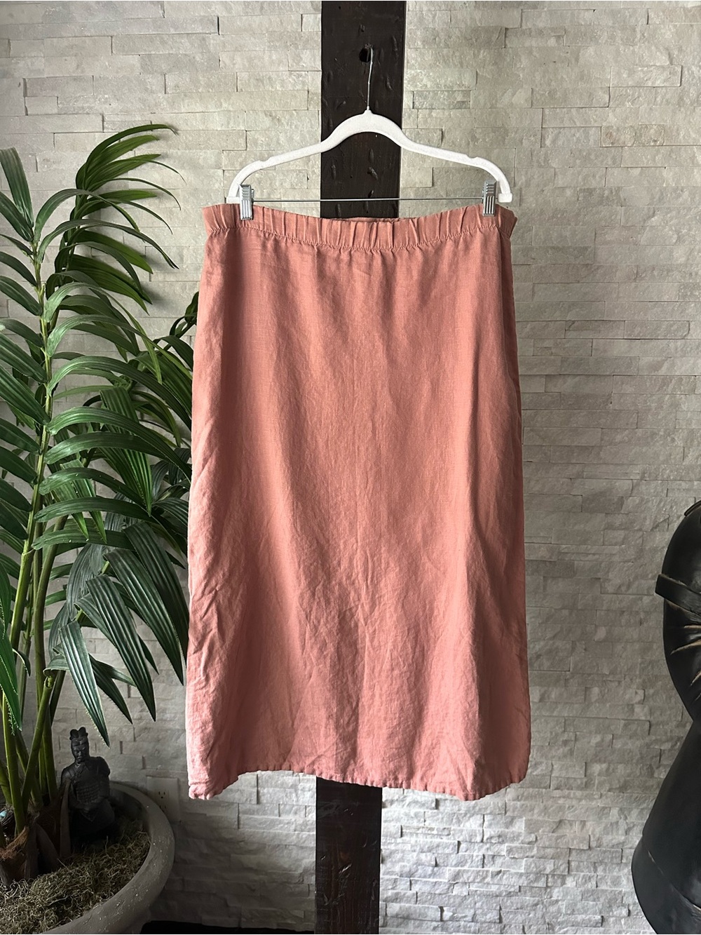 Bryn Walker Long Linen Skirt Terra Cotta Dusty Pink Size M